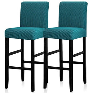 LELLEN Reusable Pub Counter Stool Chair Covers Set of 2 (PeacockBlue)